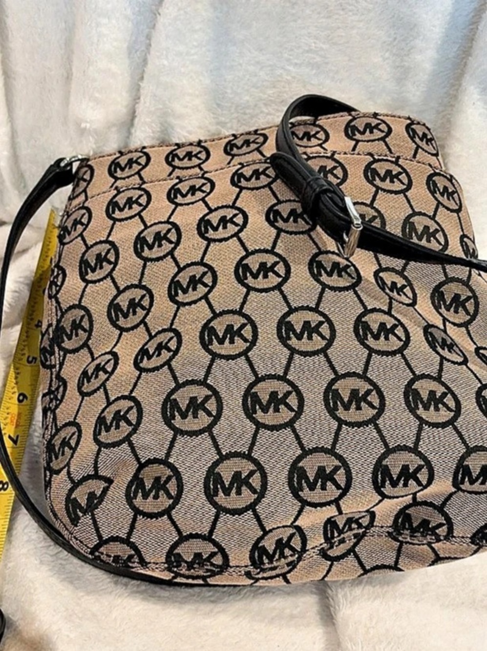 Michael Kors Monogram Crossbody Bag in Brown & Black